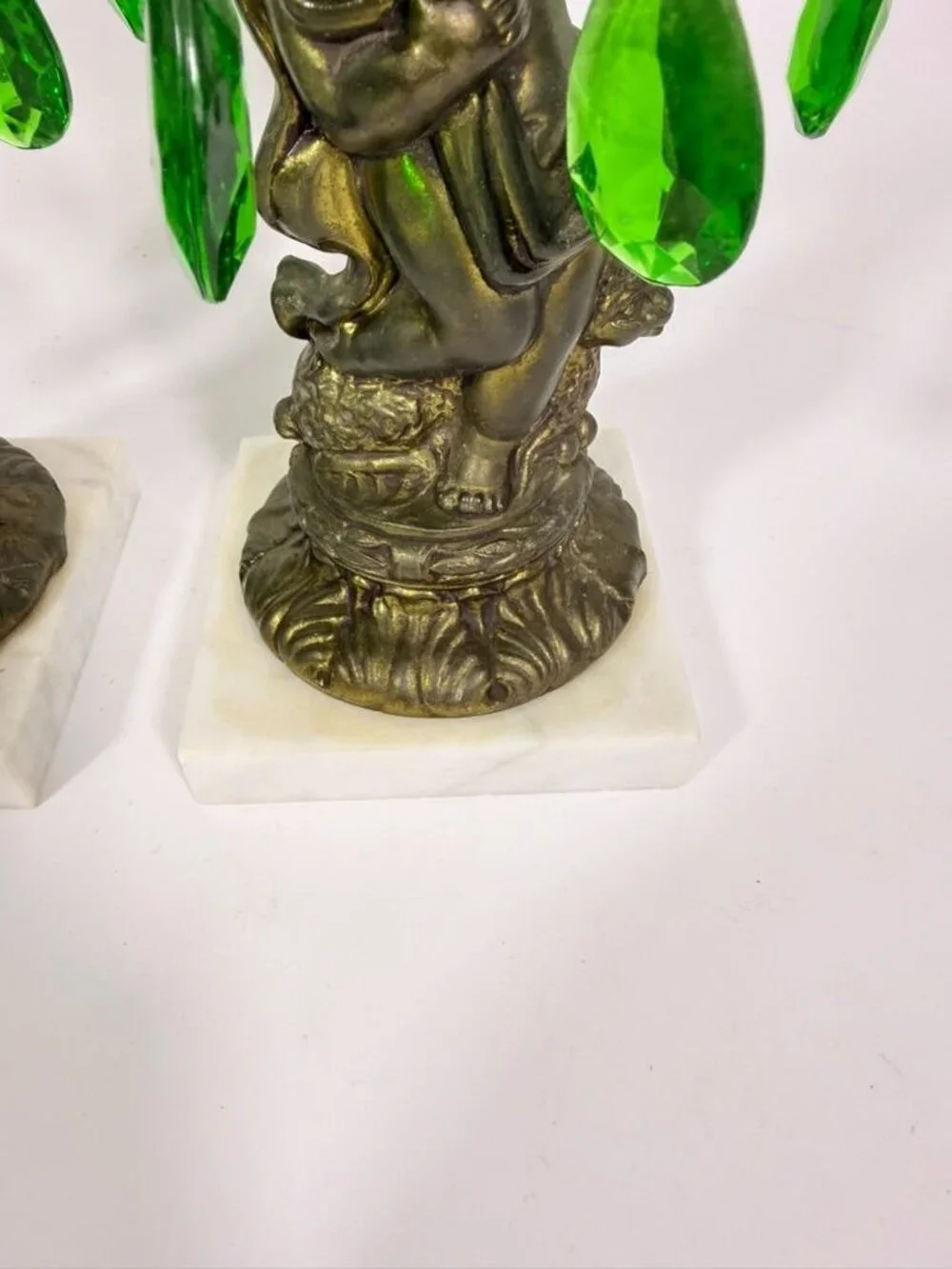 Candle Holders Bronze color Cherub Pair Set 2 Candleabra Italian Marble Bases It